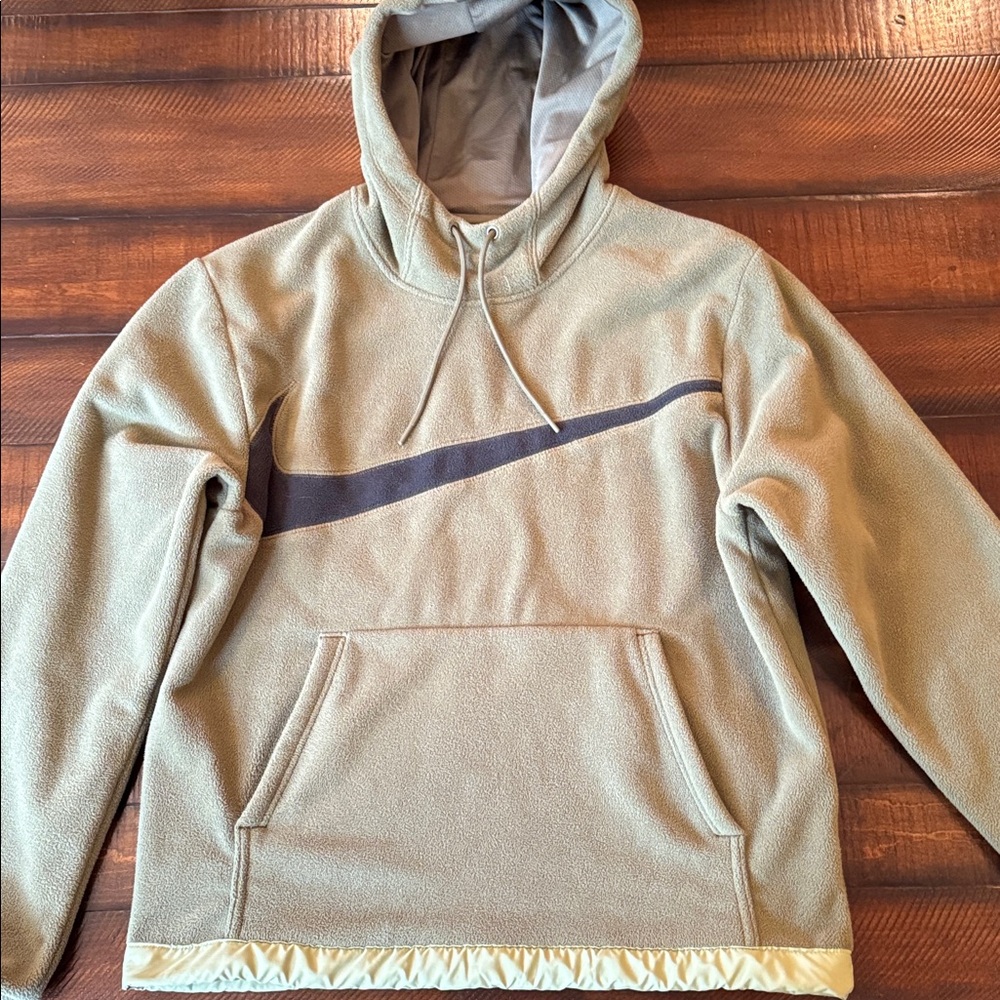 Nike Olive Colored Fleece Hoodie with BlackSwoosh - Men's
